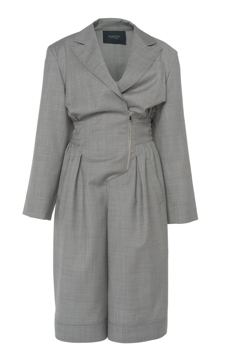 Giambattista Valli Notched Lapel Crepe Jumpsuit