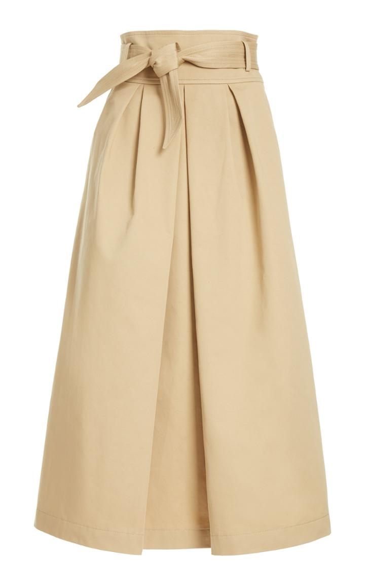 Martin Grant Belted Pleated Cotton-gabardine Midi Skirt