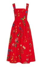 Moda Operandi Oscar De La Renta Floral Printed Cotton Dress Size: 0