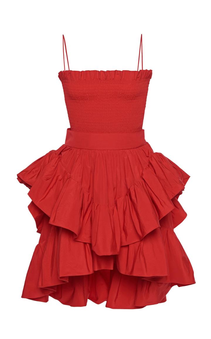Moda Operandi Philosophy Di Lorenzo Serafini Smocked-bodice Tiered Taffeta Mini Dres