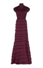 Maison Rabih Kayrouz Satin Short Sleeve Ruffled Gown