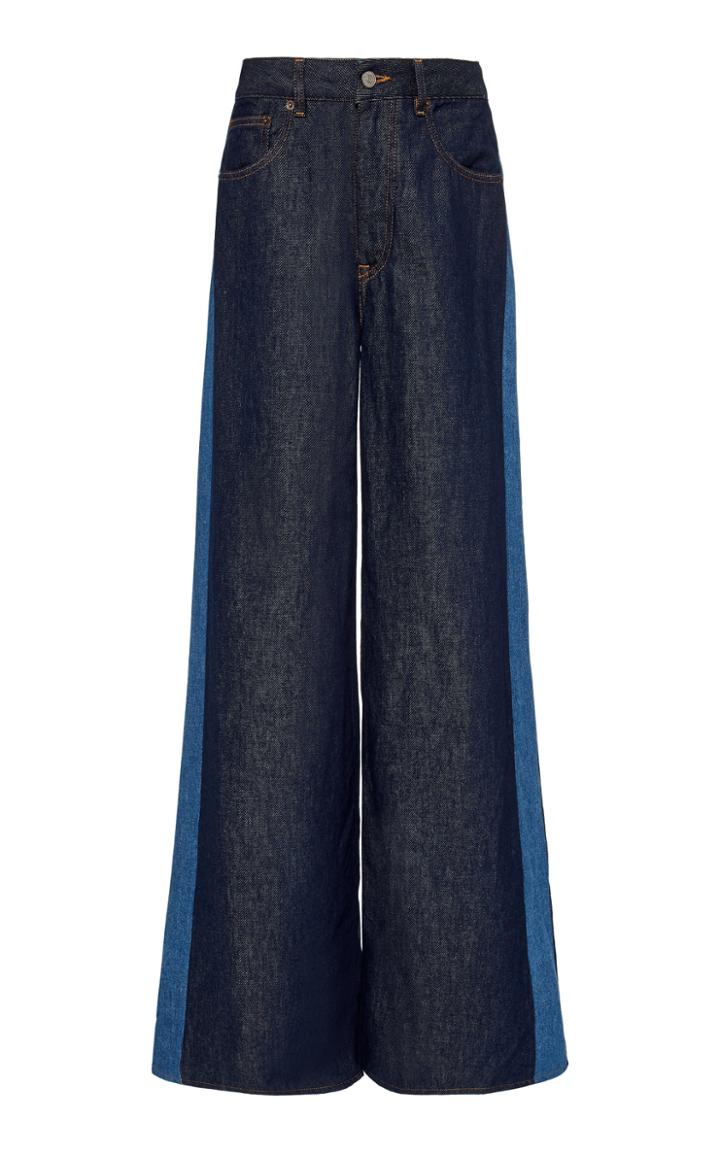 Mm6 Two-tone Rigid High-rise Wide-leg Jeans