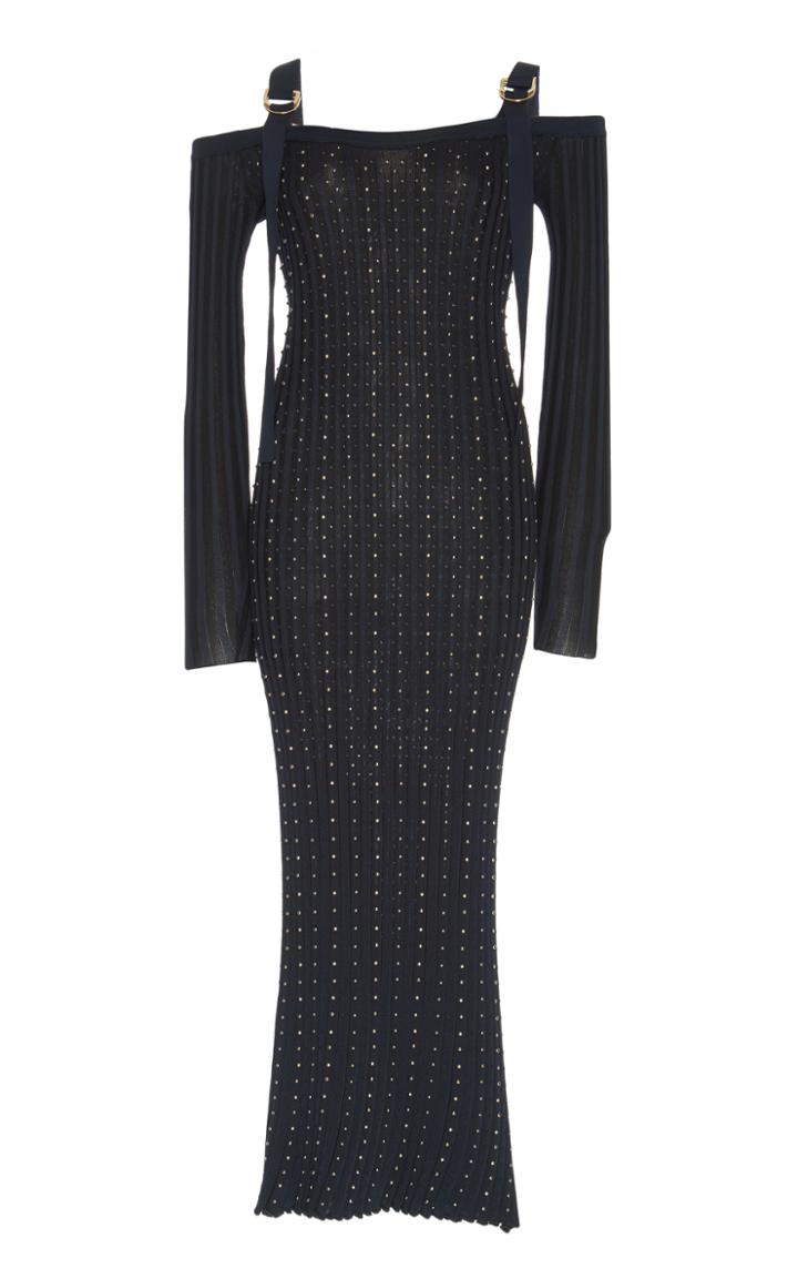 Versace Cold-shoulder Embellished Dress