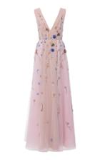Moda Operandi Burnett New York Floral-embroidered Tulle-overlay Gown Size: 0