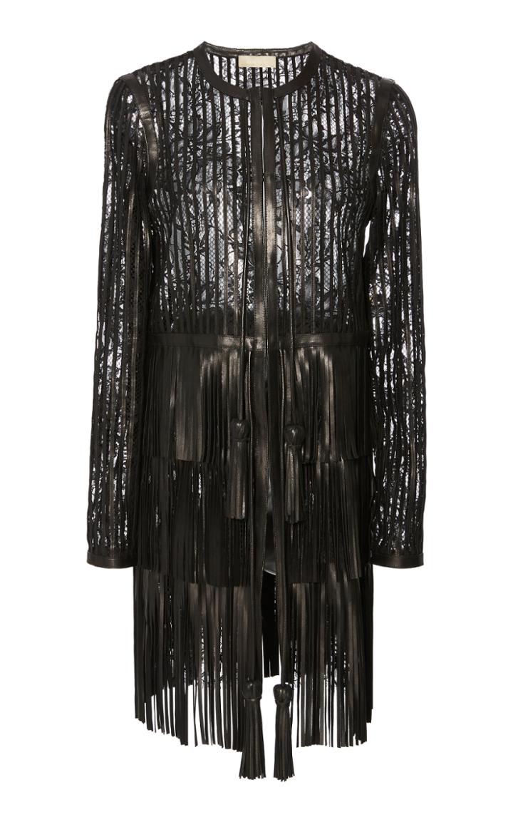 Elie Saab Leather And Lace Jacket