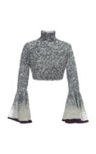 Hussein Bazaza Silk Sequin Cropped Top