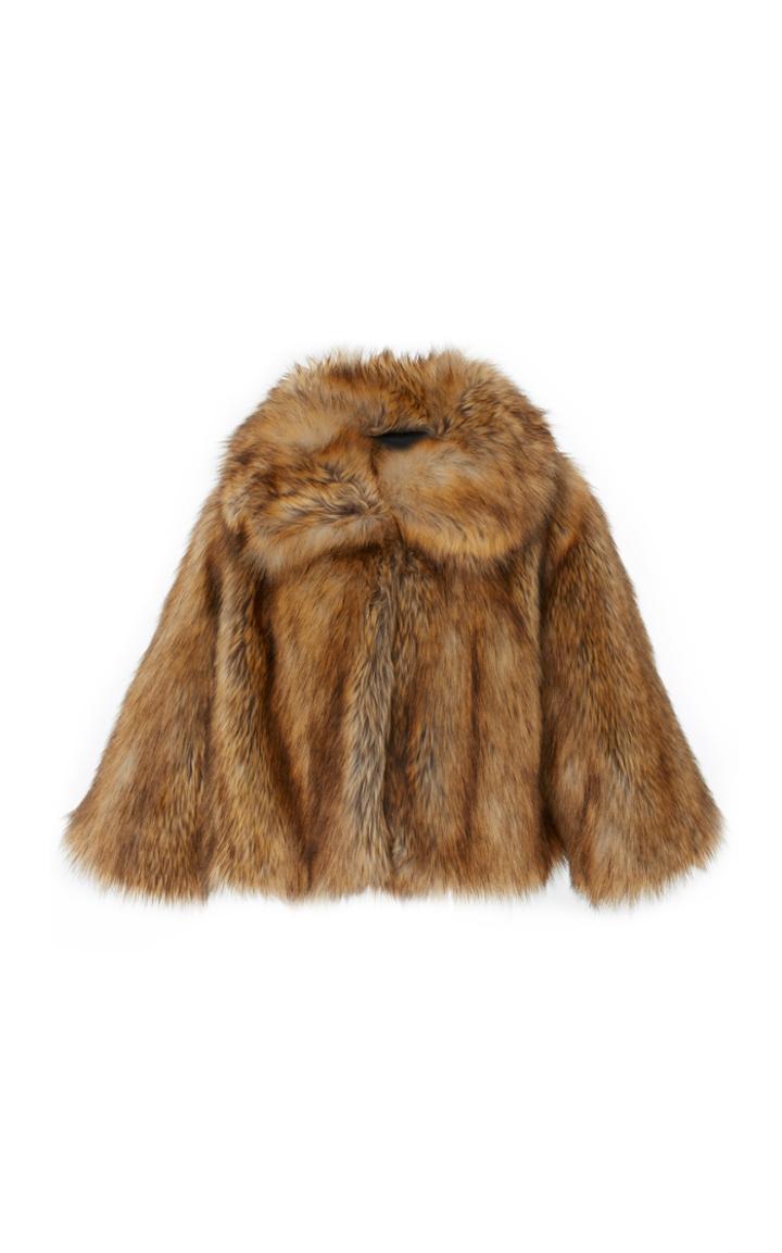 Nili Lotan Gold Faux Fox Fur Garbo Coat