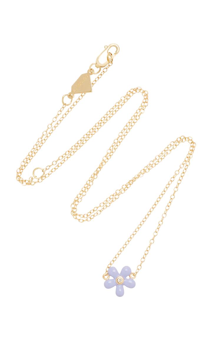 Alison Lou 14k Gold And Diamond Wildflower Necklace