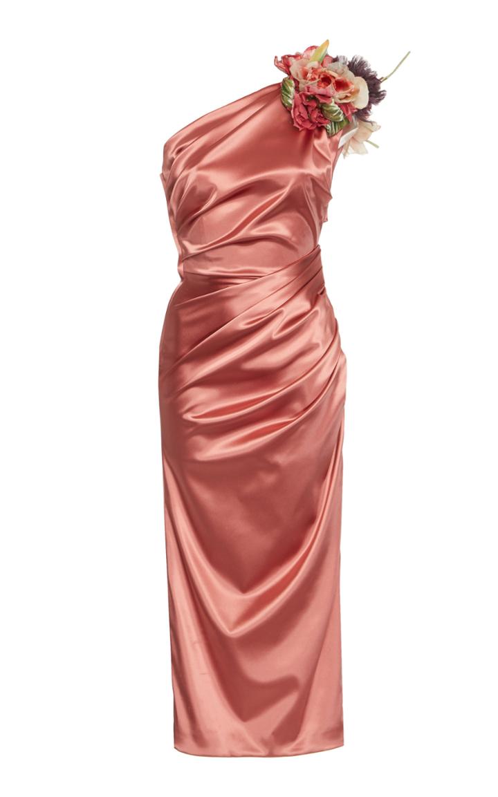 Dolce & Gabbana One-shoulder Gathered Satin Dress
