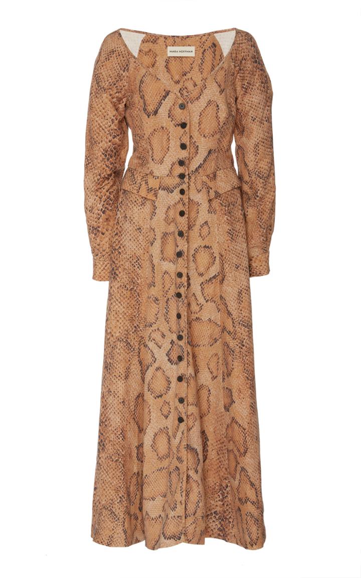 Mara Hoffman Silvana Snake-print Linen-blend Maxi Dress