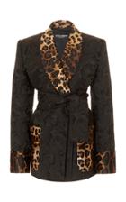 Dolce & Gabbana Floral Jacquard Leopard Trimmed Blazer