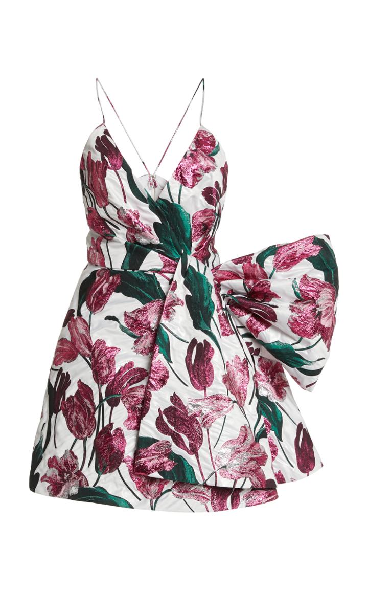 Moda Operandi Carolina Herrera Floral Print Knot Detail Dress