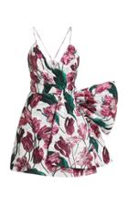 Moda Operandi Carolina Herrera Floral Print Knot Detail Dress