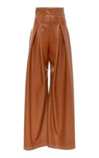 Christian Siriano Faux Leather Pleated Wide Leg Trouser