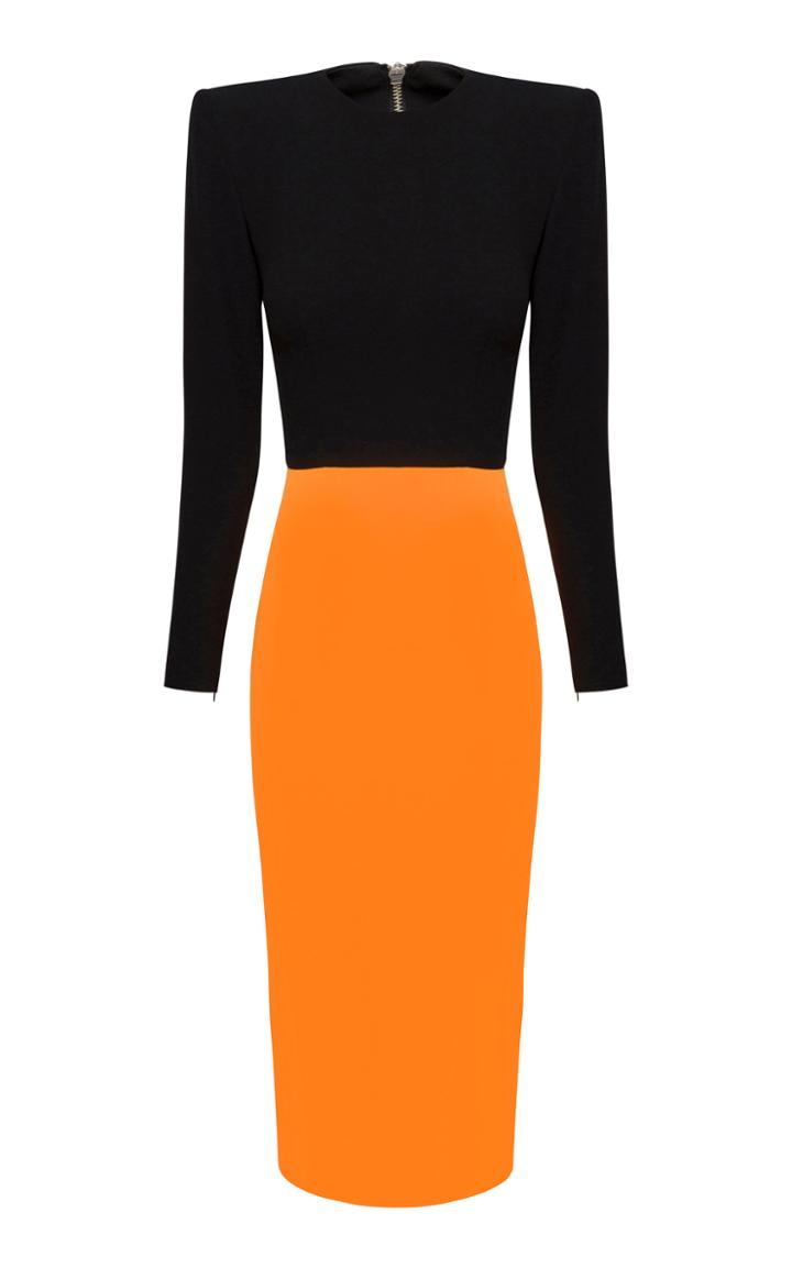 Alex Perry Darley Two-tone Structured Crepe Midi Dress