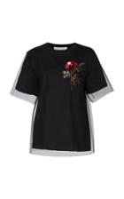 Oscar De La Renta Tulle-layered Cotton And Modal-blend T-shirt