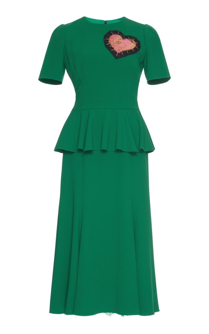 Dolce & Gabbana Appliqud Crepe Peplum Dress