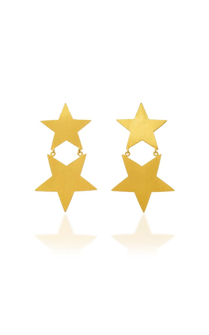 Marie-hlne De Taillac Gold Star Comet Sequin Earrings