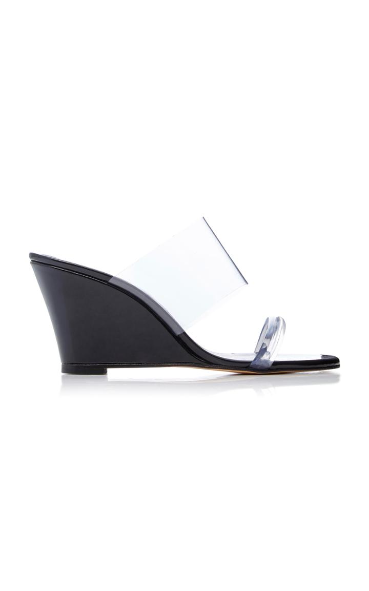 Maryam Nassir Zadeh Olympia Pvc-trimmed Leather Wedge Heels