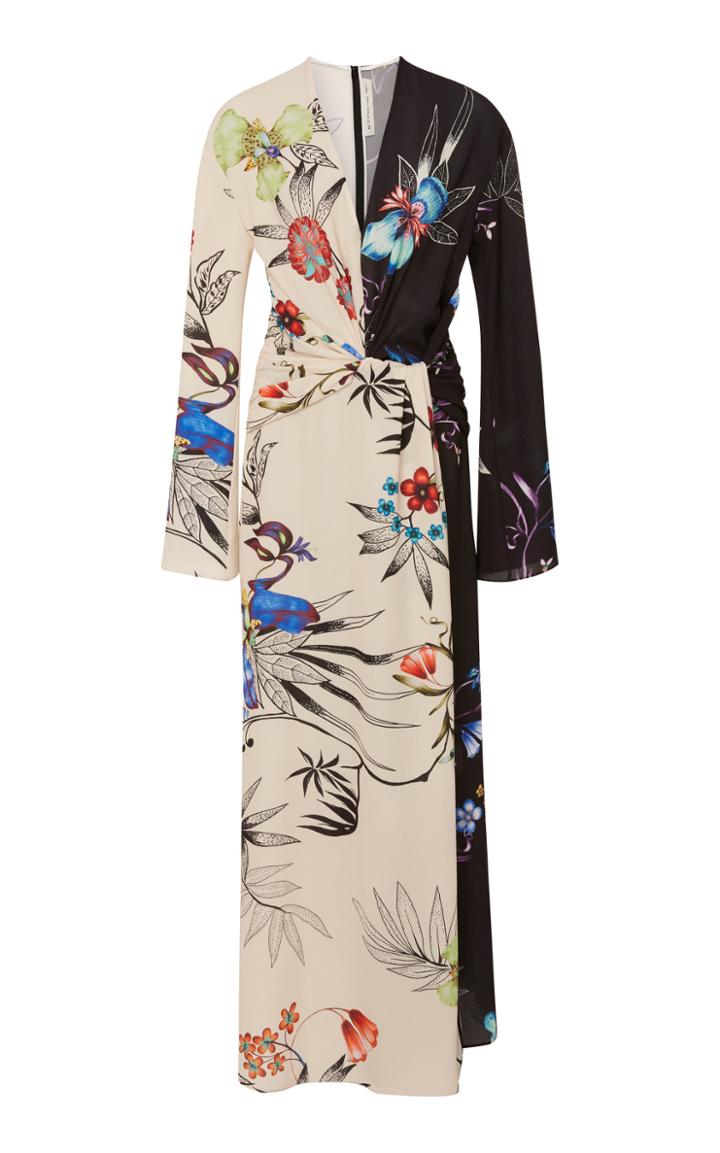 Etro Peggy Two-tone Floral Crepe Maxi Dress