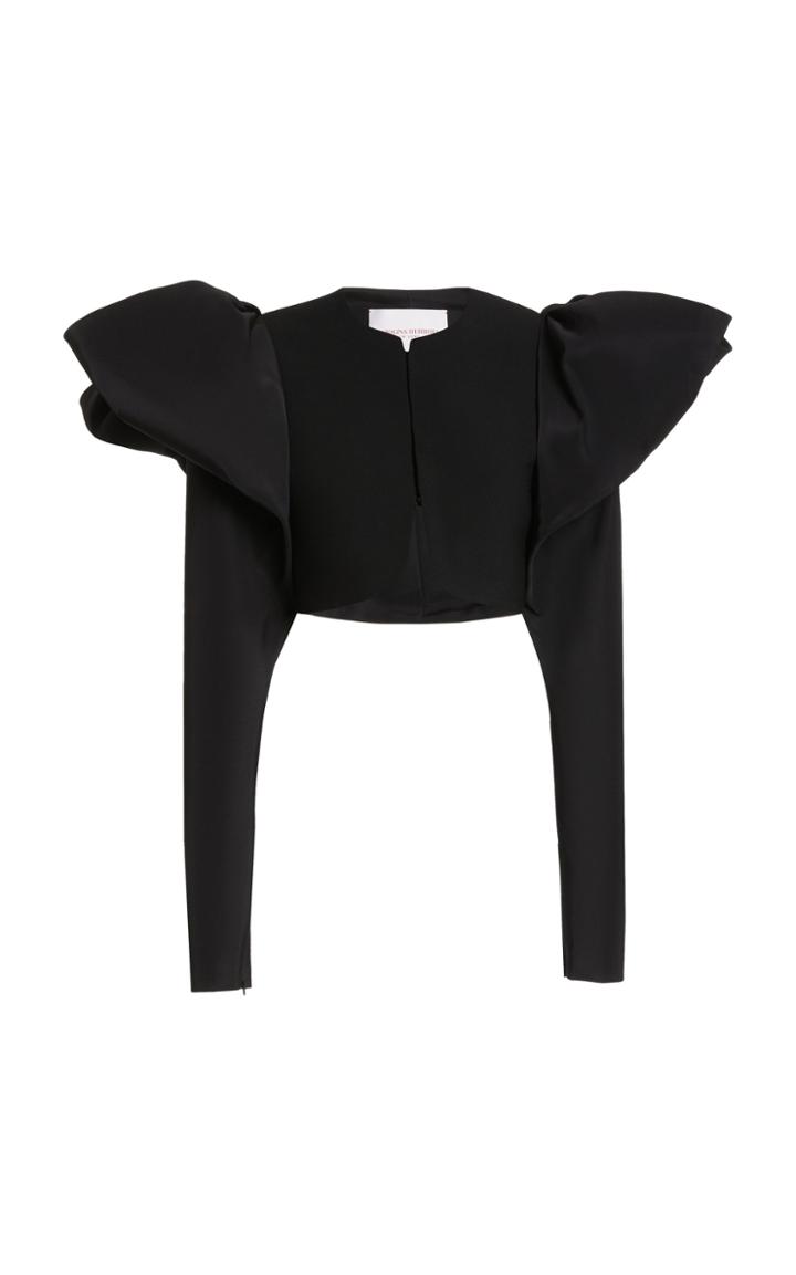 Moda Operandi Carolina Herrera Bow Sleeve Stretch Double Wool Crop Jacket