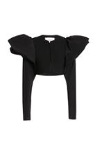 Moda Operandi Carolina Herrera Bow Sleeve Stretch Double Wool Crop Jacket