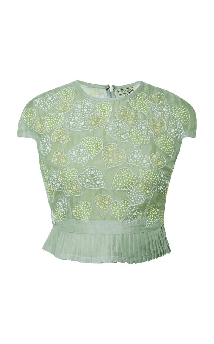 Rahul Mishra Morning Dew Pleated Silk Crop Top
