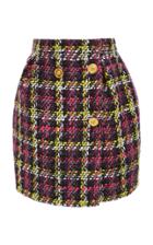Versace High-rise Wool-blend Tweed Skirt