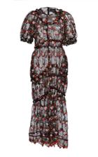 Simone Rocha Lace Tulle Puff Sleeve Ruched Dress