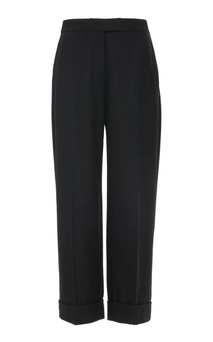 Oscar De La Renta Cuffed Wool-blend Wide-leg Pants
