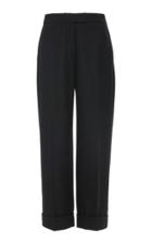 Oscar De La Renta Cuffed Wool-blend Wide-leg Pants