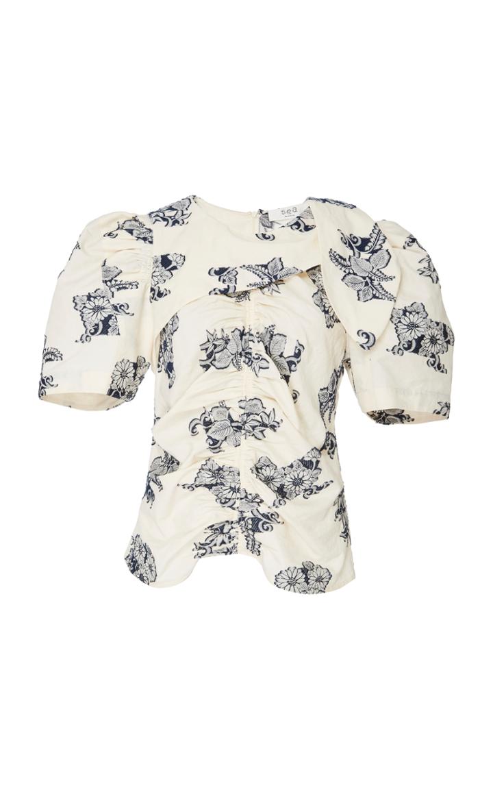 Sea Josephine Jacquard Ruched Shoulder Top