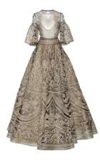 Naeem Khan Embroidered Bell Sleeves Ball Gown