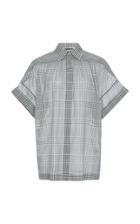 Moda Operandi Agnona Plaid Wool-silk Voile Gathered Shirt Size: 36