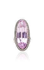 Sylva & Cie 18k White Gold Kunzite And Diamond Ring