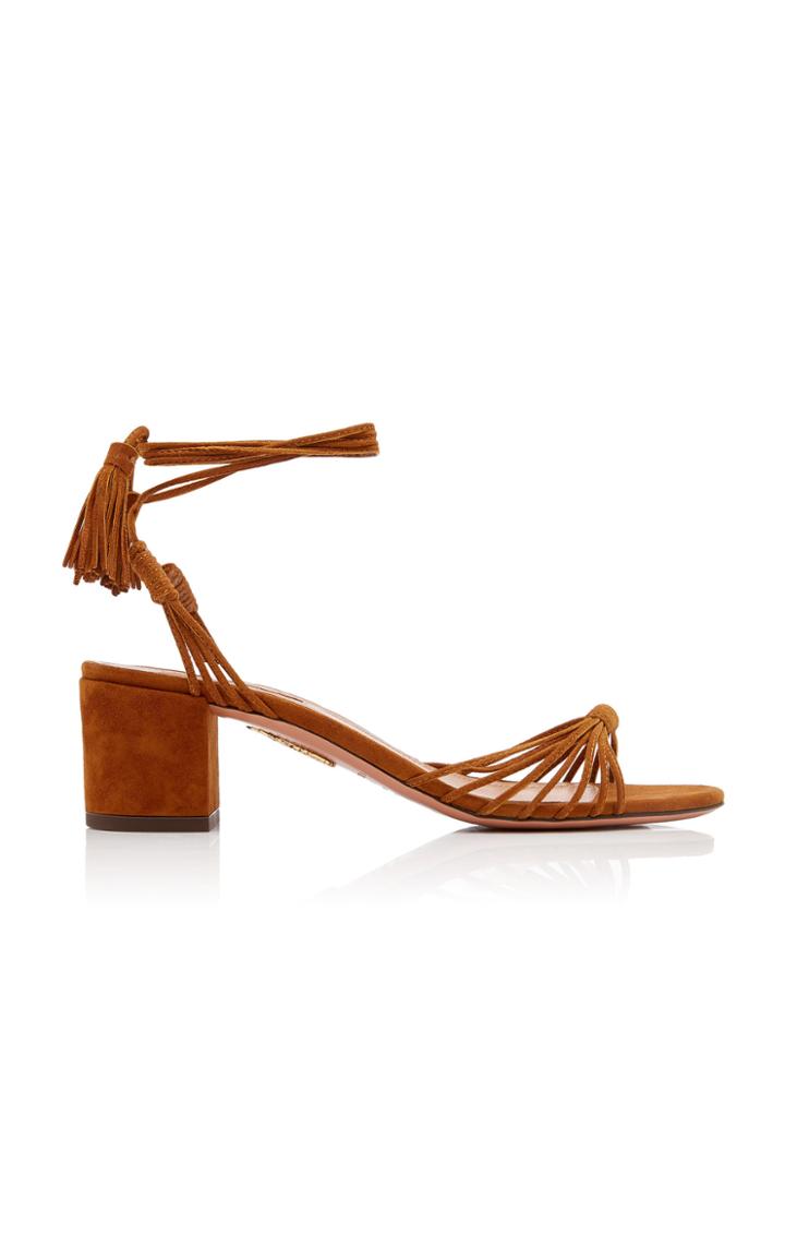 Aquazzura Mescal Tasseled Suede Sandals