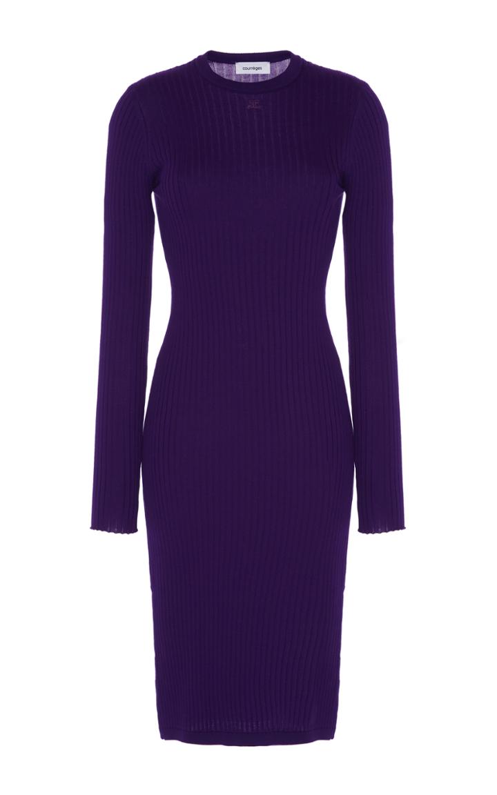 Courrges Ribbed Side Split Midi Dress