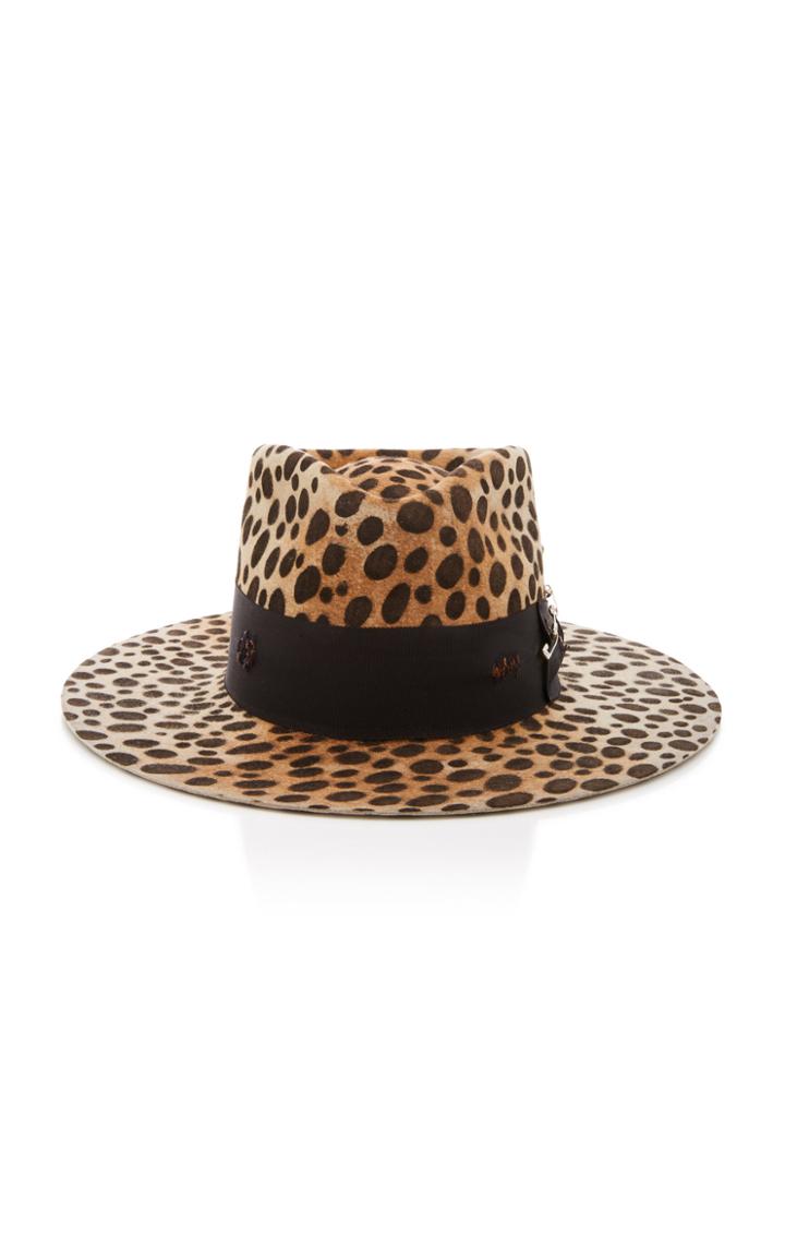 Nick Fouquet Lynx Printed Ribbon-trimmed Felt Hat Size: 6 7/8