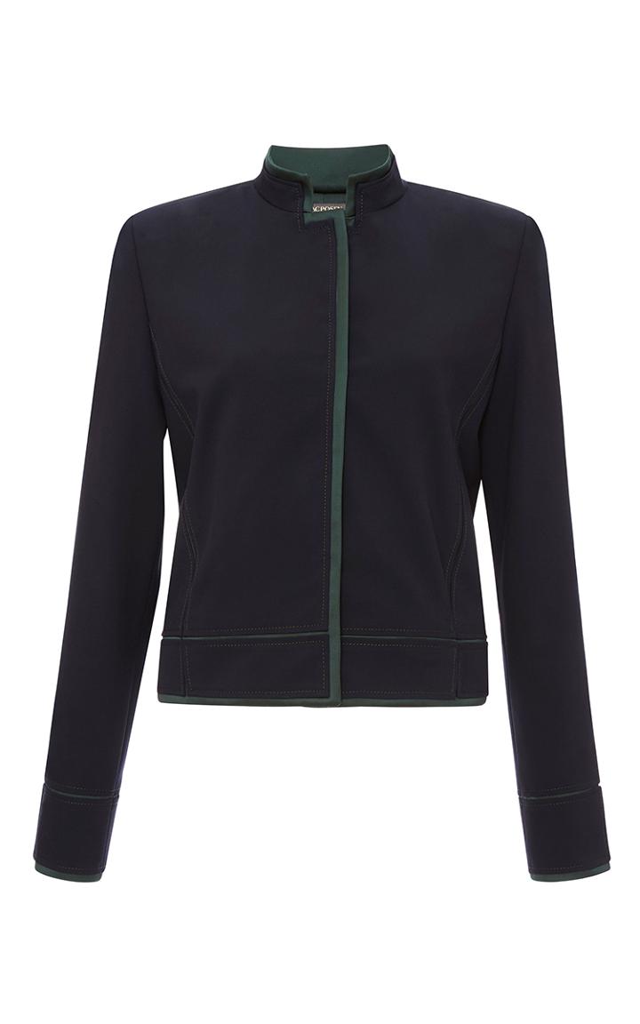 Zac Posen Tropical Wool Mock Neck Blazer