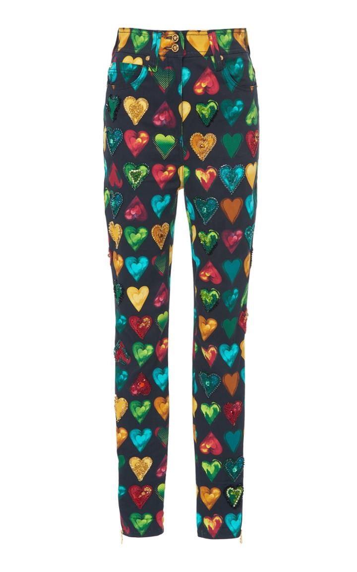 Versace High-rise Cropped Heart Jeans