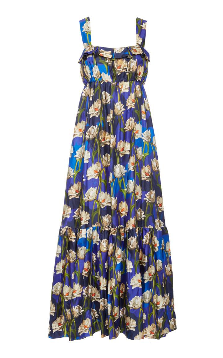 Borgo De Nor Amina Floral-print Silk-twill Maxi Dress