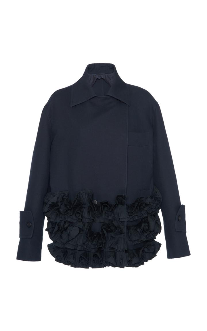 Max Mara Vaimy Ruffled Cotton Twill Jacket