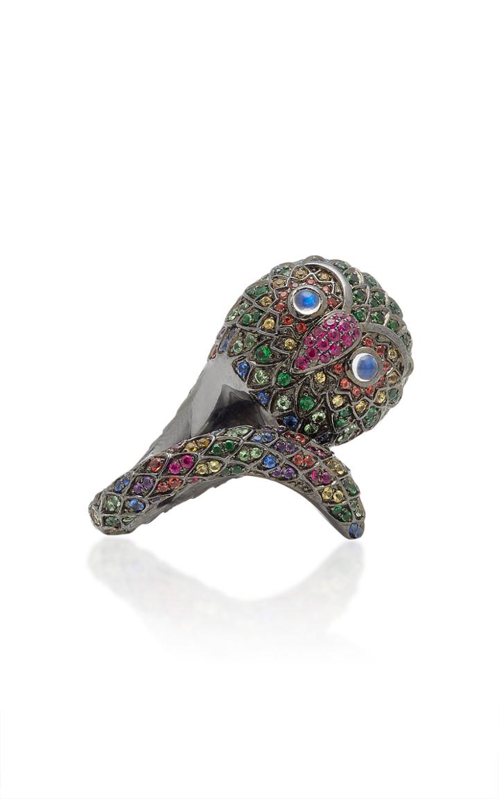 Lynn Ban Jewelry Black Rhodium-plated Silver And Multi-stone Ring
