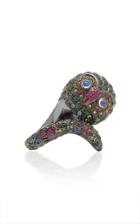 Lynn Ban Jewelry Black Rhodium-plated Silver And Multi-stone Ring