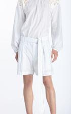 Moda Operandi N21 Belted Oversized Pleated Striped Poplin Shorts