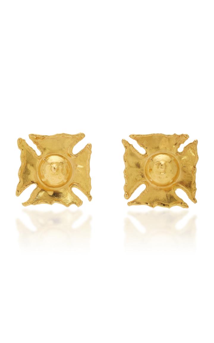 Jean Mahie 22k Yellow Gold Carre Earrings