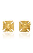 Jean Mahie 22k Yellow Gold Carre Earrings