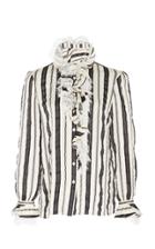 Tory Burch Striped Silk Bow Blouse
