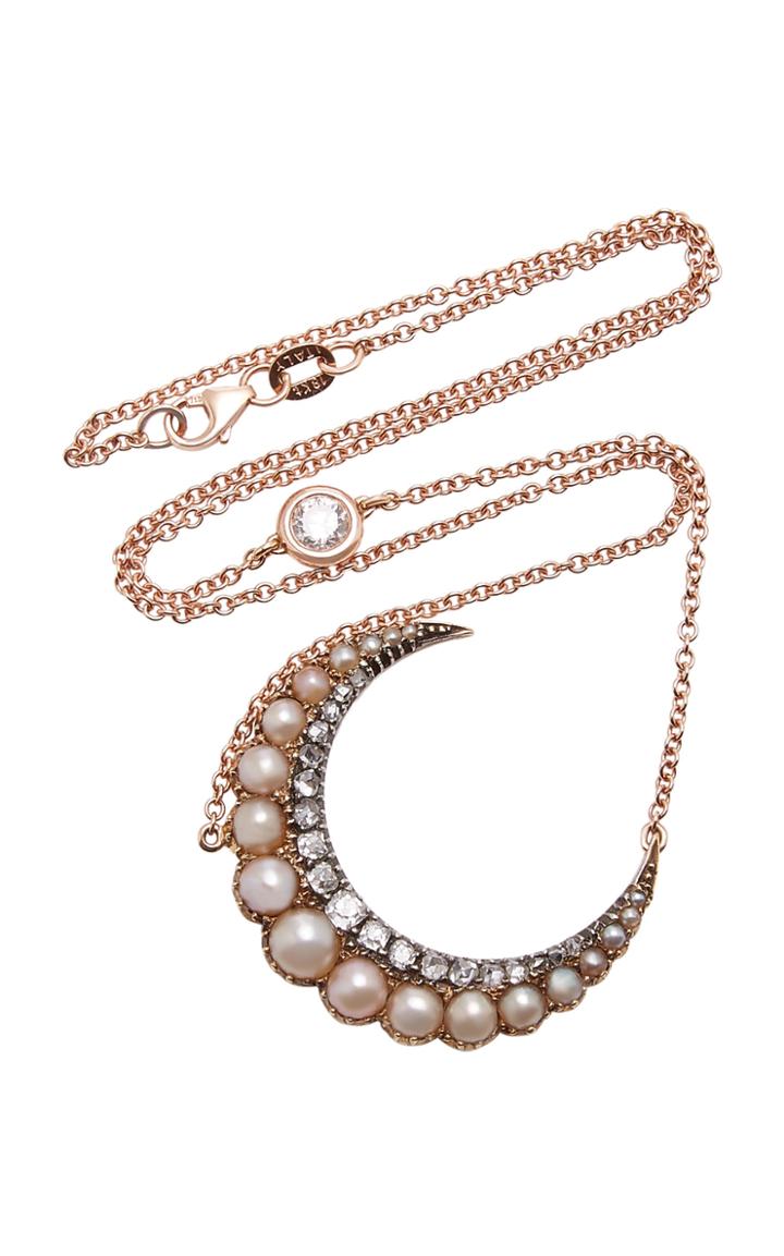 Toni + Chlo Goutal Rose Gold Pearl And Diamonds Necklace