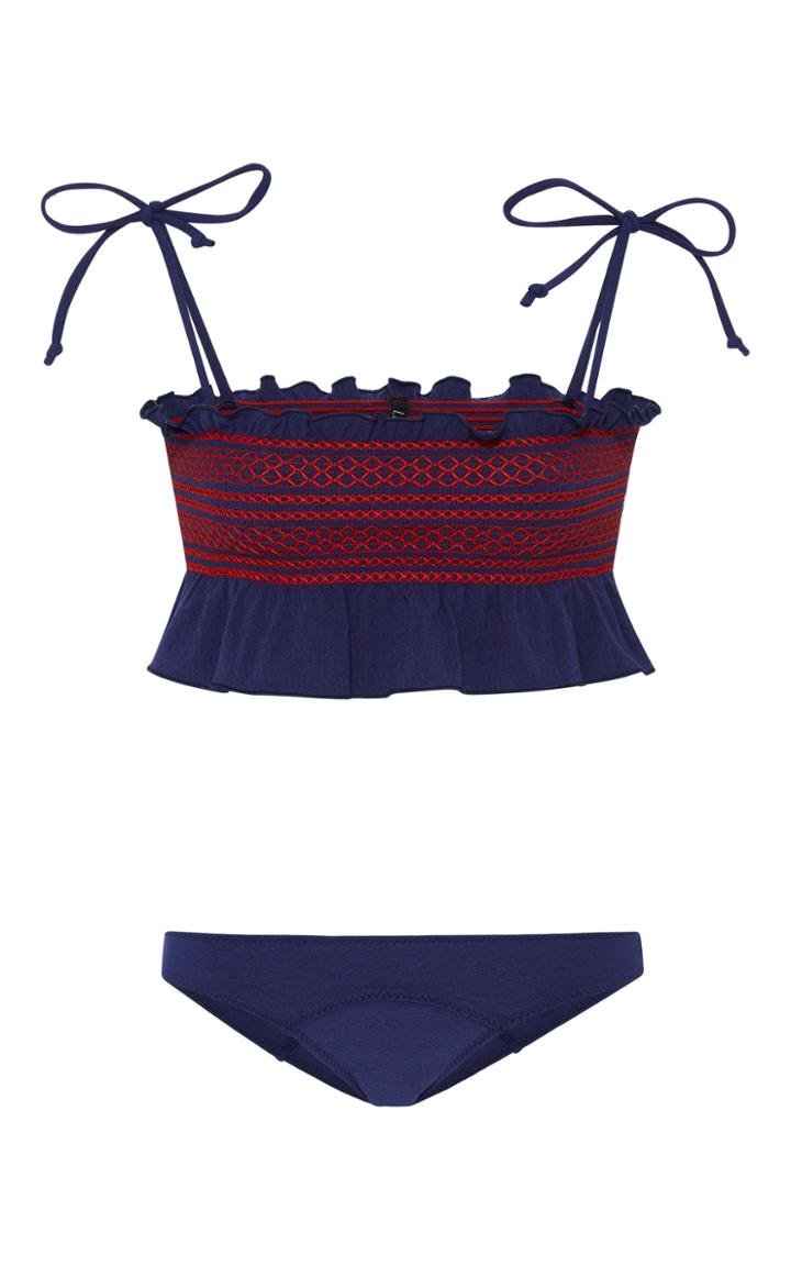 Lisa Marie Fernandez Selena Ruffle-trimmed Smocked Bandeau Bikini